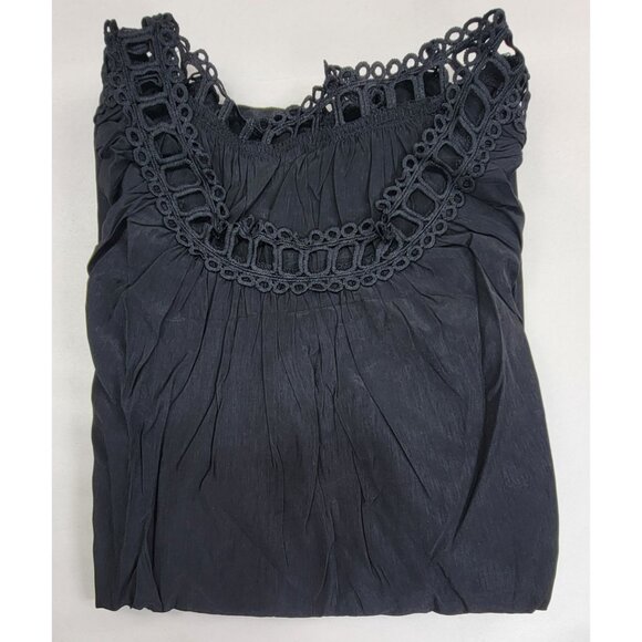 Blouse Black Cold Shoulder Bell Open Lace Sleeve Womens Med New in Bag - Picture 3 of 7